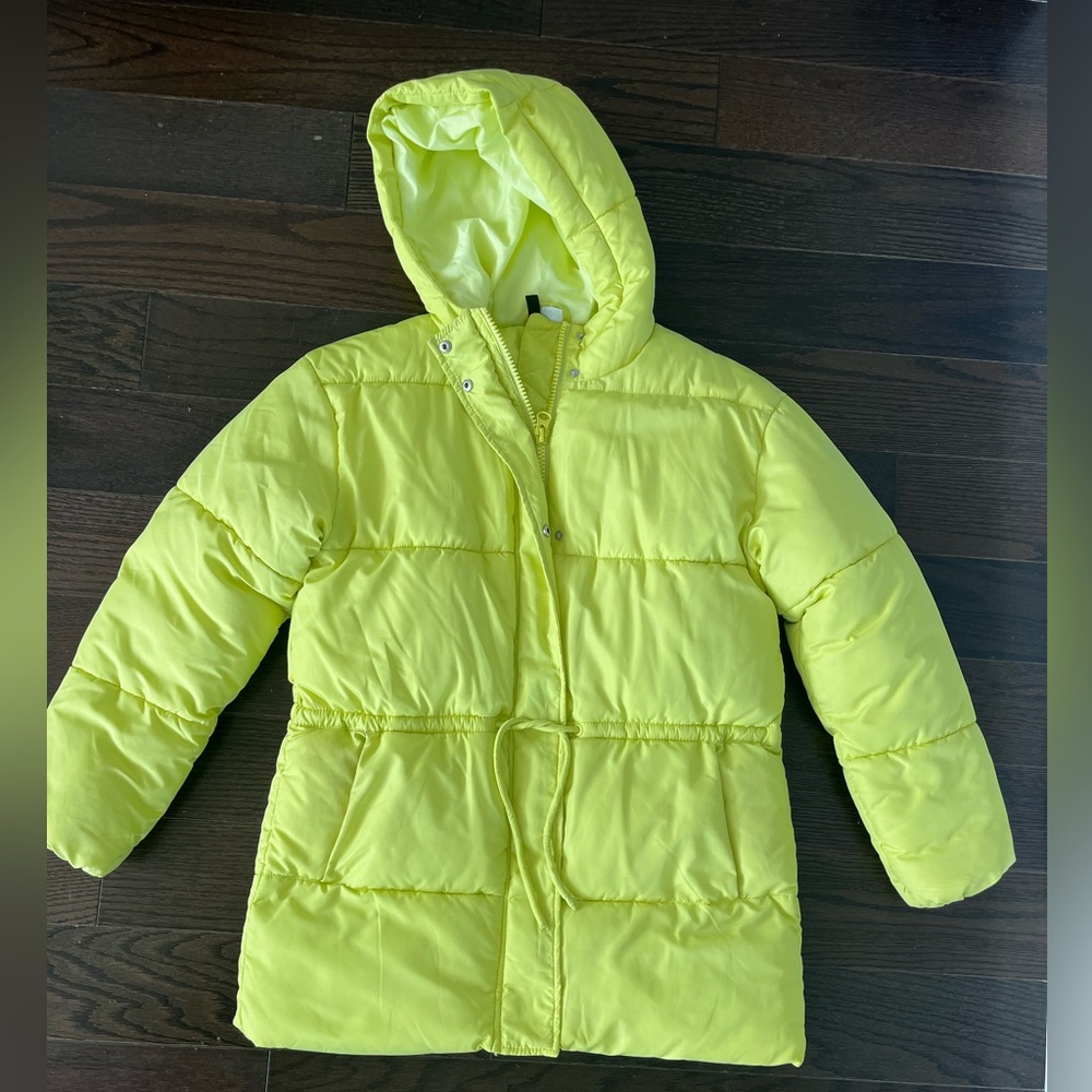H&M Divided Lemon-Lime Puffer Coat Sz XS